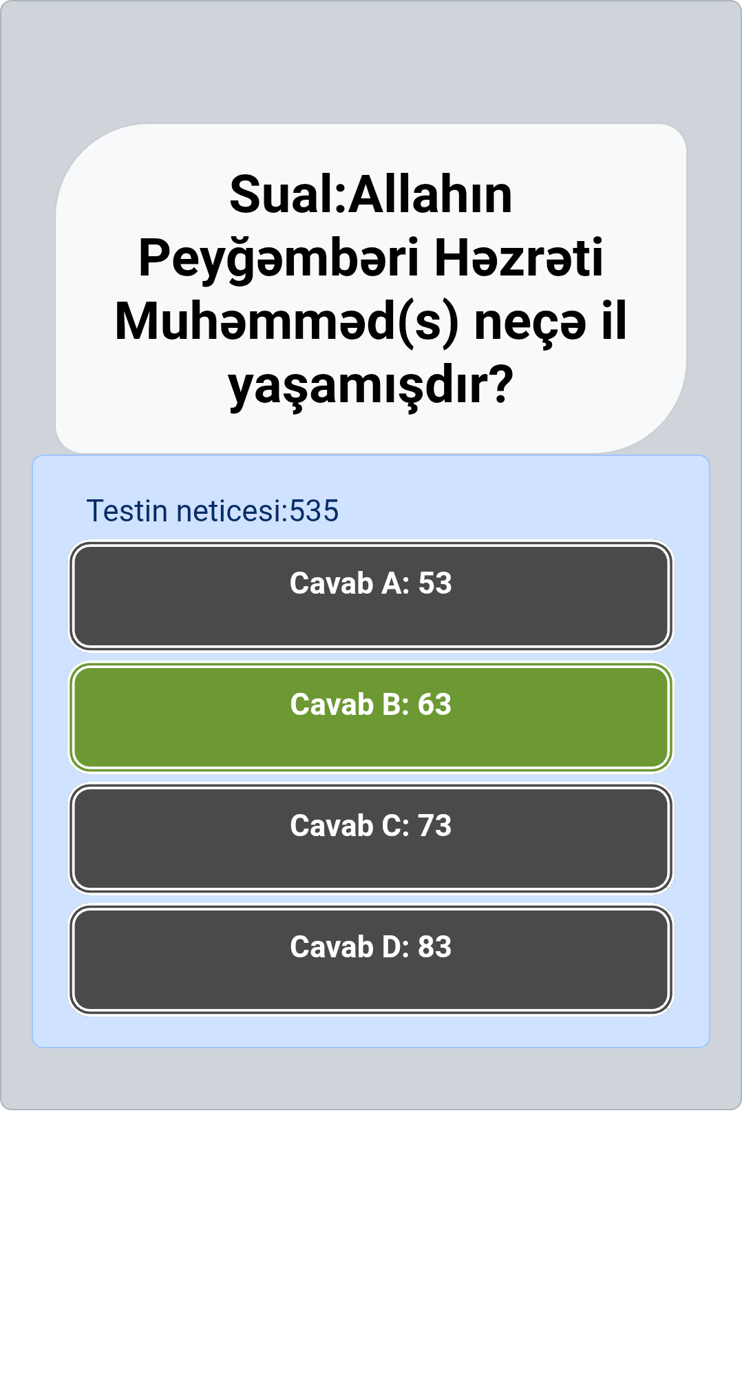 Allahın Peyğəmbəri Həzrəti Muhəmməd(s) neçə il yaşamışdır?