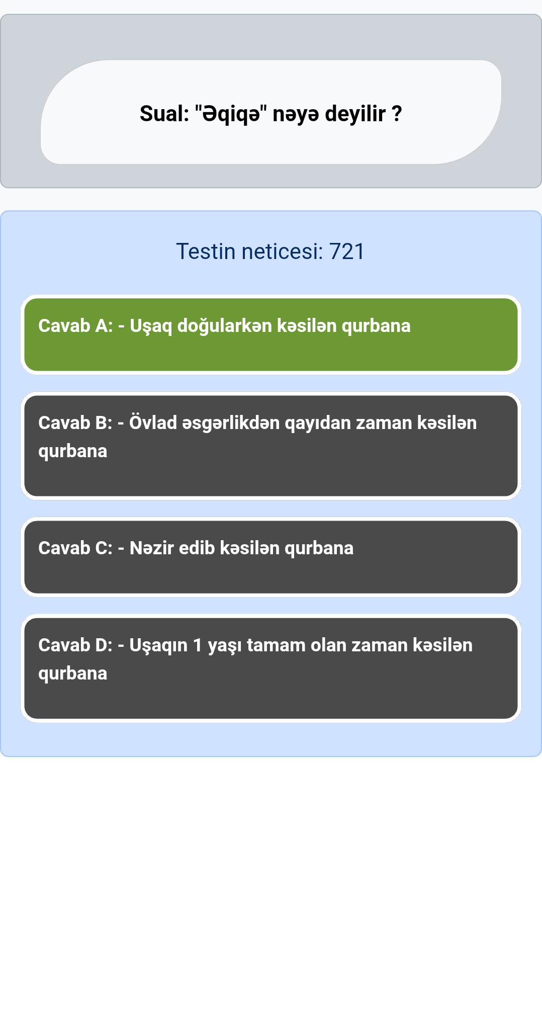 "Əqiqə" nəyə deyilir ?